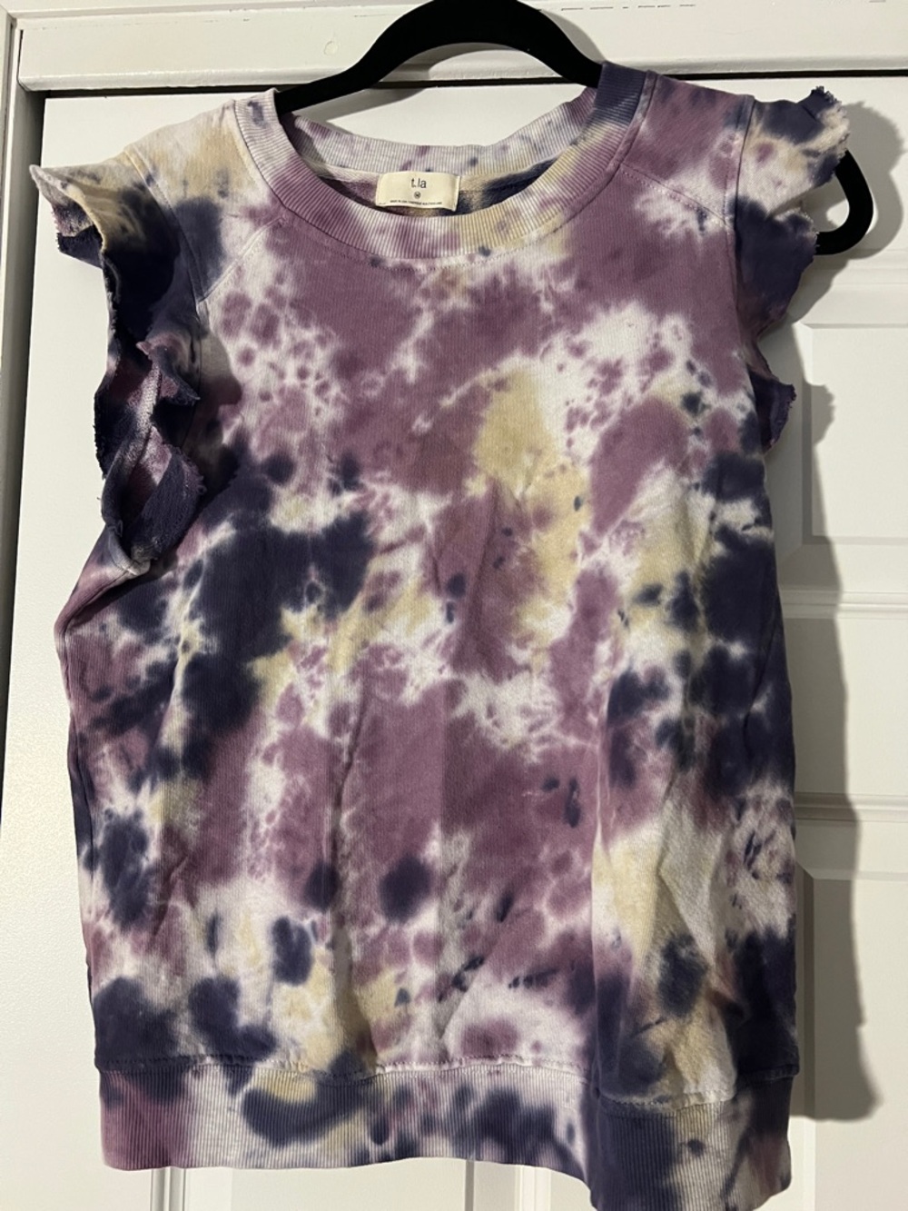 Tie-Dye Ruffle Sleeve Kids Top - Purple Mix